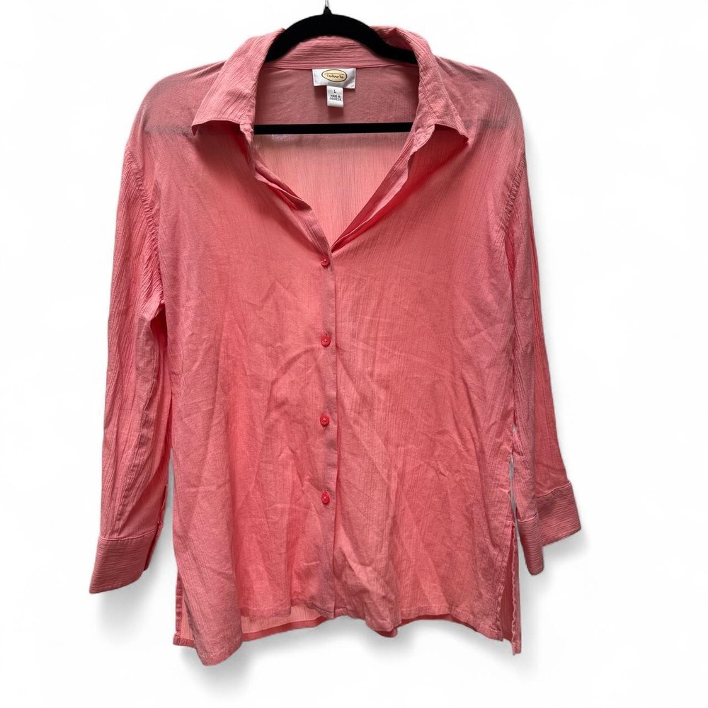 Talbots pink button-up blouse